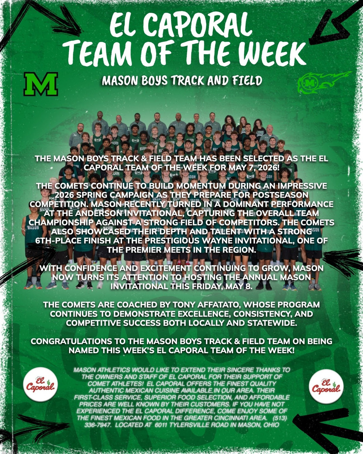 The Boys Tennis Team has been honored as this week’s El Caporal Team of the Week!